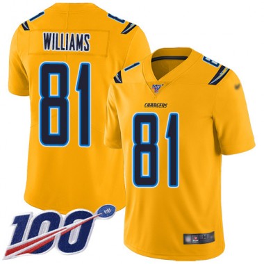 Los Angeles Chargers NFL Football Mike Williams Gold Jersey Men Limited #81 100th Season Inverted Legend